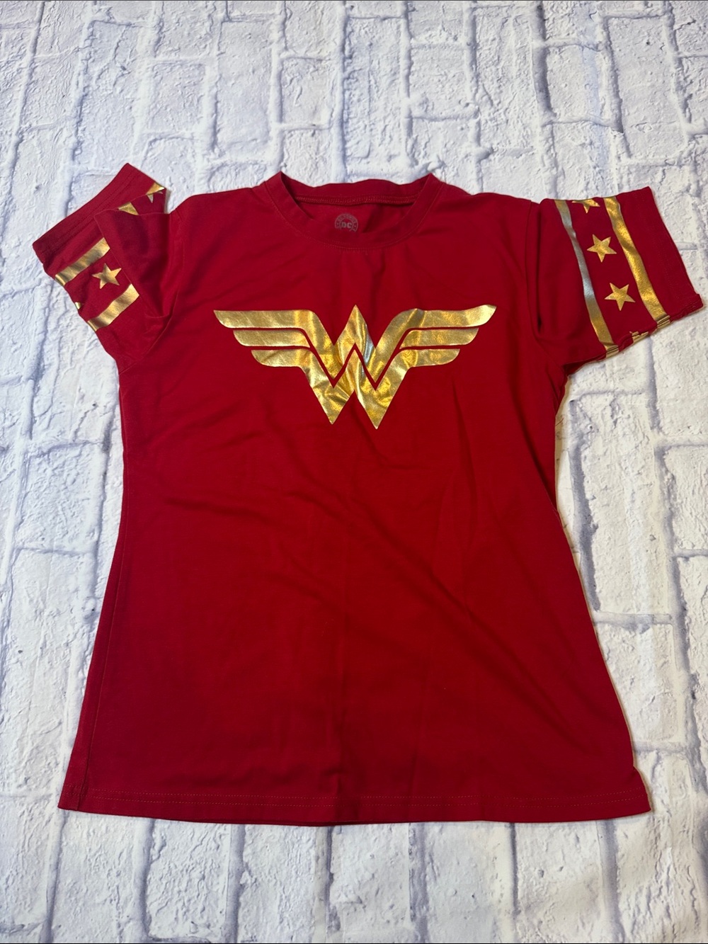 DC Comics Girls' Red Wonder Woman Tee with Gold Logo